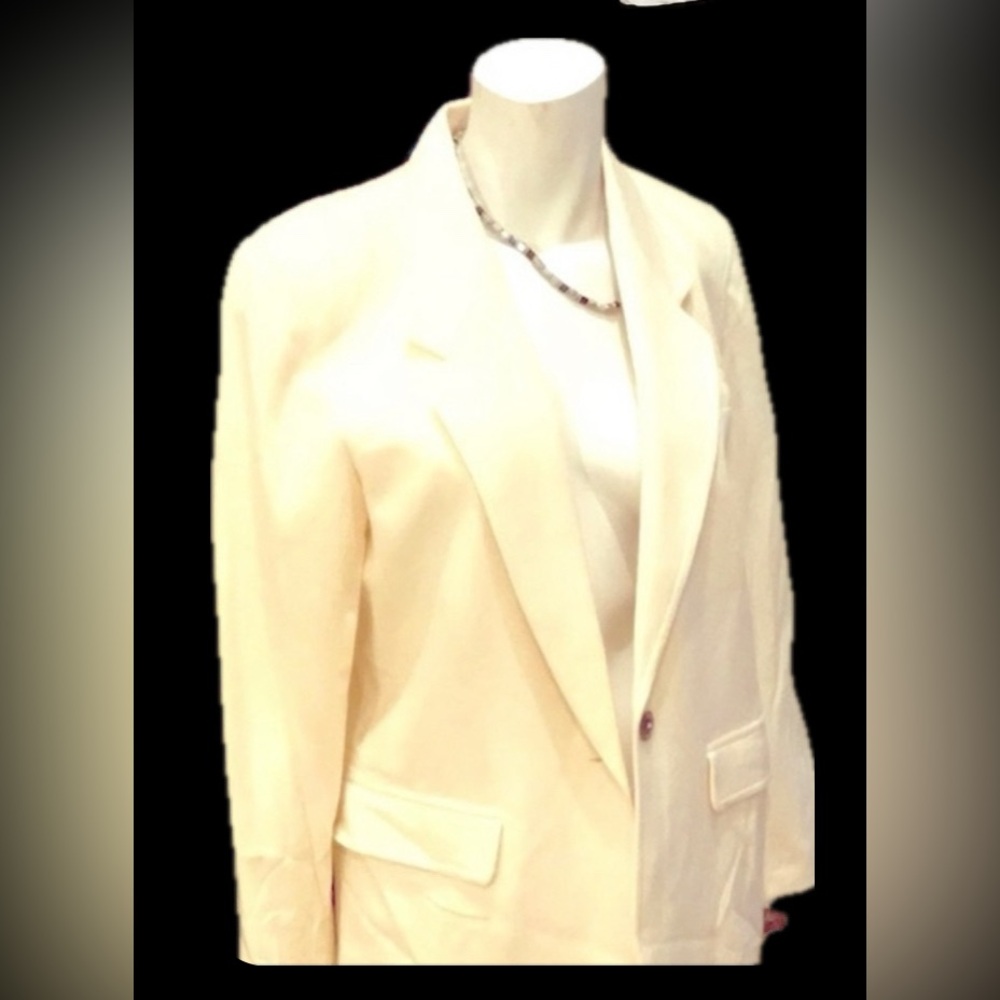 NWT LizSport 100% Wool oversized jacket blazer cream vanilla 4 vintage New